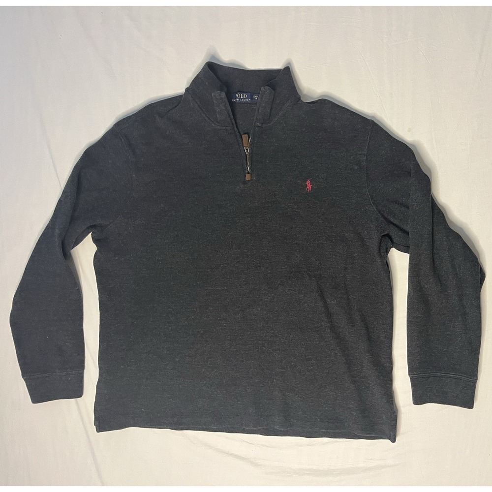 Polo Ralph Lauren 1/4 Zip Pullover Sweater Men's Size 2XL Gray Long Sleeve Pony